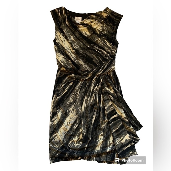Black and White Abstract Print Sleeveless Gathered Waist Dress NWOT - Picture 1 of 10